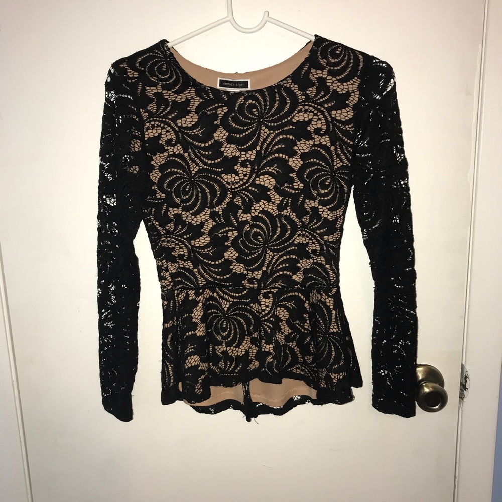 Black Lacy Peplum Shirt